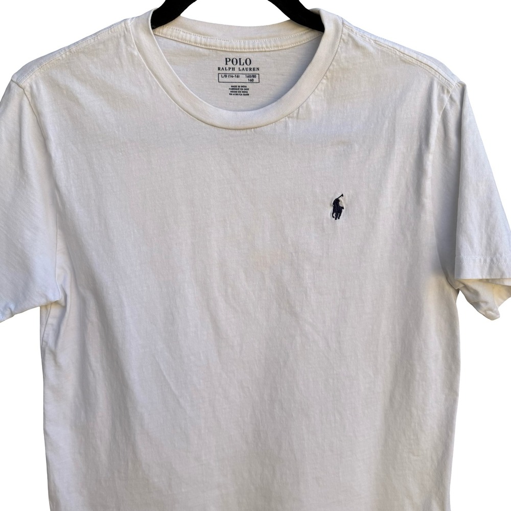 Polo Ralph Lauren Preppy Sporty Cotton Short Sleeve Pony Logo Shirt White Boys L